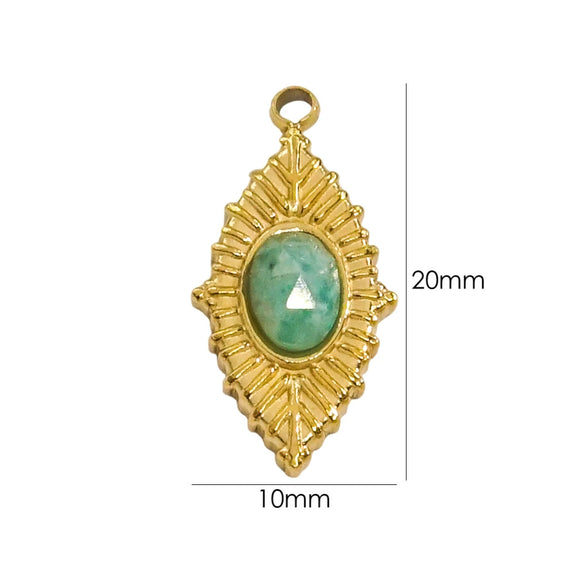 Jewelry Accessories Stainless Steel Inlaid Natural Stone French Retro Oval Leaves Geometric Style