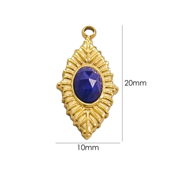 Jewelry Accessories Stainless Steel Inlaid Natural Stone French Retro Oval Leaves Geometric Style