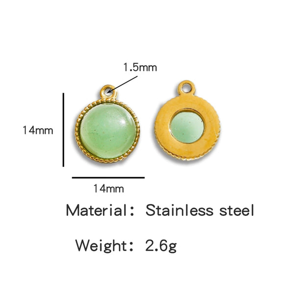 Jewelry Accessories Stainless Steel Inlaid With Natural Stone Round Pendant Earrings Bracelet Necklace Handmade Electroplated