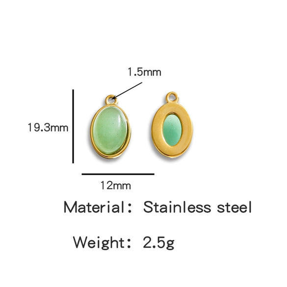 Jewelry Accessories Stainless Steel Inlaid With Natural Stone Round Pendant Earrings Bracelet Necklace Handmade Electroplated