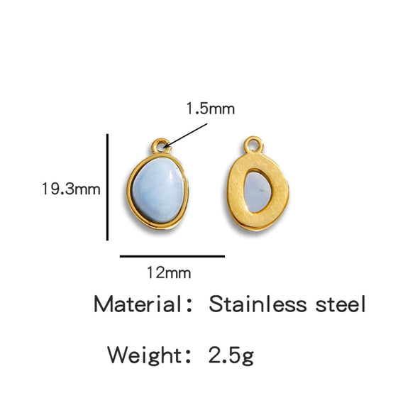 Jewelry Accessories Stainless Steel Inlaid With Natural Stone Round Pendant Earrings Bracelet Necklace Handmade Electroplated