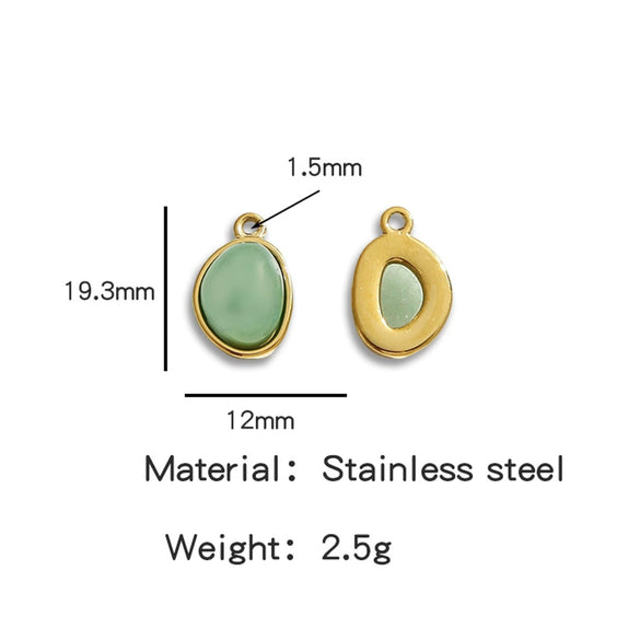 Jewelry Accessories Stainless Steel Inlaid With Natural Stone Round Pendant Earrings Bracelet Necklace Handmade Electroplated