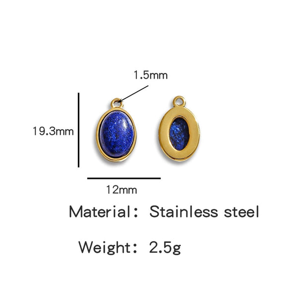 Jewelry Accessories Stainless Steel Inlaid With Natural Stone Round Pendant Earrings Bracelet Necklace Handmade Electroplated
