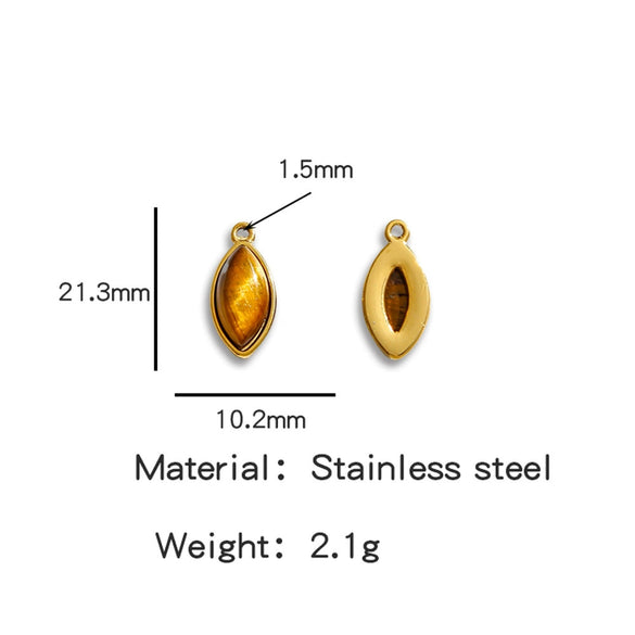 Jewelry Accessories Stainless Steel Inlaid With Natural Stone Round Pendant Earrings Bracelet Necklace Handmade Electroplated