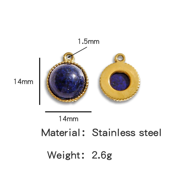 Jewelry Accessories Stainless Steel Inlaid With Natural Stone Round Pendant Earrings Bracelet Necklace Handmade Electroplated