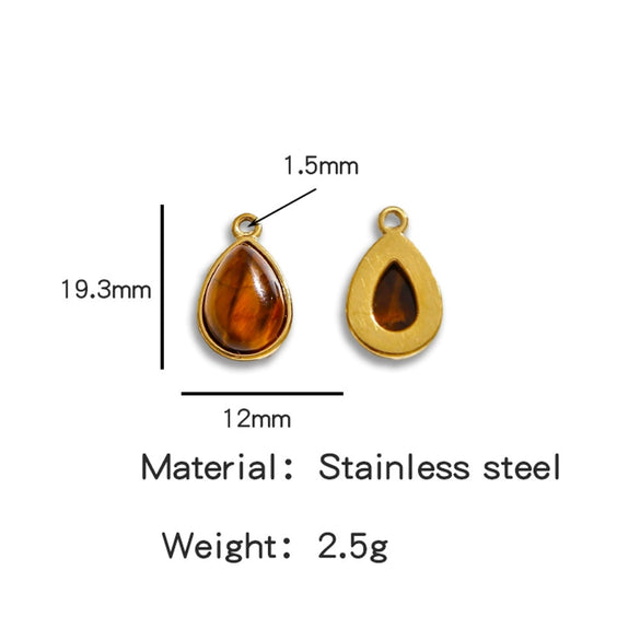 Jewelry Accessories Stainless Steel Inlaid With Natural Stone Round Pendant Earrings Bracelet Necklace Handmade Electroplated