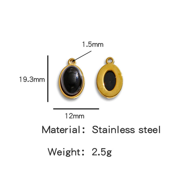 Jewelry Accessories Stainless Steel Inlaid With Natural Stone Round Pendant Earrings Bracelet Necklace Handmade Electroplated