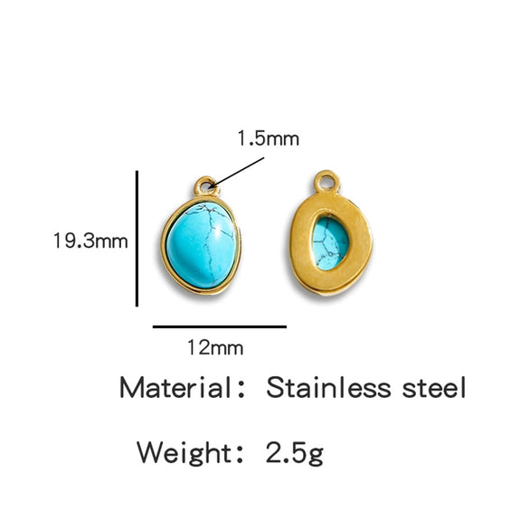 Jewelry Accessories Stainless Steel Inlaid With Natural Stone Round Pendant Earrings Bracelet Necklace Handmade Electroplated