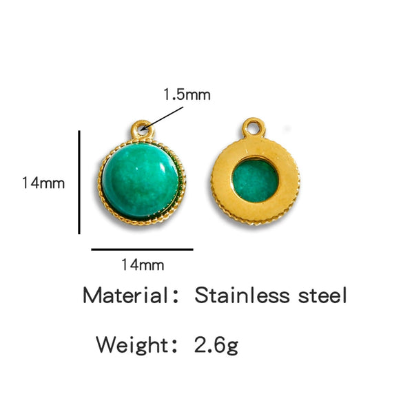 Jewelry Accessories Stainless Steel Inlaid With Natural Stone Round Pendant Earrings Bracelet Necklace Handmade Electroplated