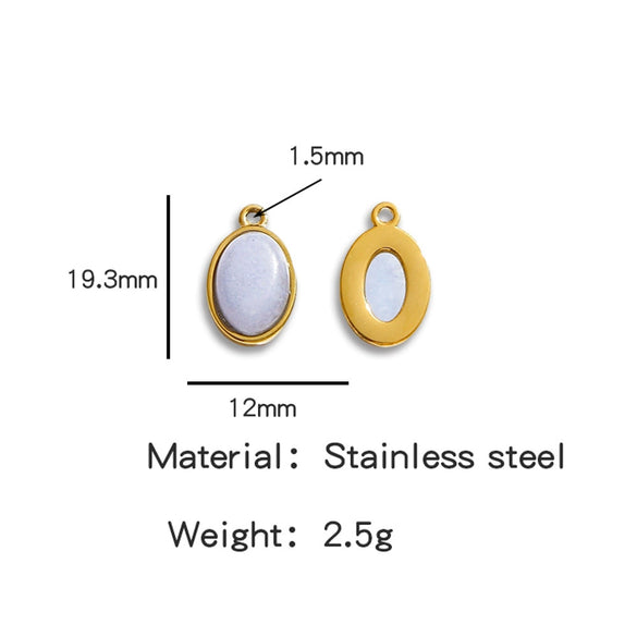 Jewelry Accessories Stainless Steel Inlaid With Natural Stone Round Pendant Earrings Bracelet Necklace Handmade Electroplated