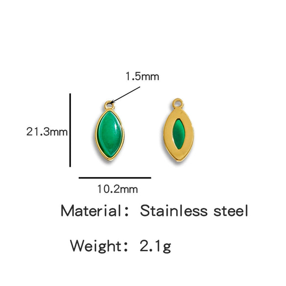 Jewelry Accessories Stainless Steel Inlaid With Natural Stone Round Pendant Earrings Bracelet Necklace Handmade Electroplated