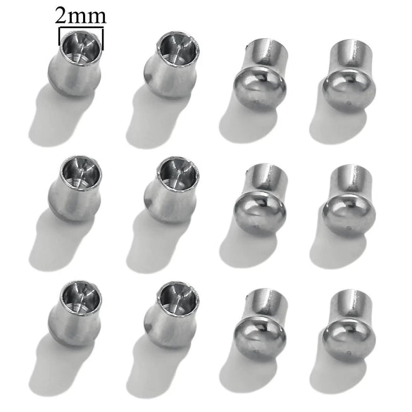 Jewelry Accessories Stainless Steel Leather Rope Closing Bucket Rope Cap Bracelet Necklace With 18K Gold Vacuum Plated Buckle Connector