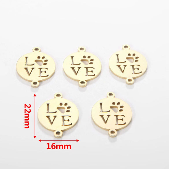 Jewelry Accessories Stainless Steel Letters Cut Out Handmade Vacuum Plating Sliding Pendant Natural Plant Flowers Style