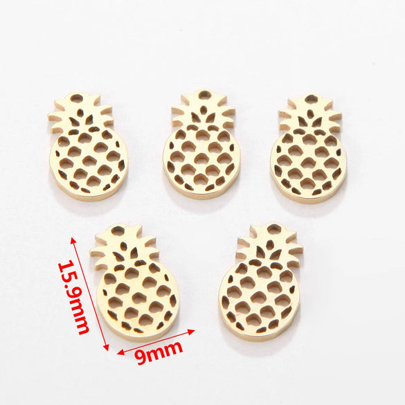 Jewelry Accessories Stainless Steel Letters Cut Out Handmade Vacuum Plating Sliding Pendant Natural Plant Flowers Style