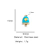 Jewelry Accessories Stainless Steel Little Bell Heart Shaped With Diamonds Dripping Oil Jewelry