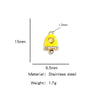 Jewelry Accessories Stainless Steel Little Bell Heart Shaped With Diamonds Dripping Oil Jewelry