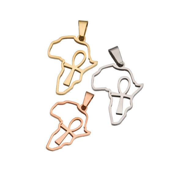 Jewelry Accessories Stainless Steel Mirror Polishing Cut Out African Map Cross Pendant