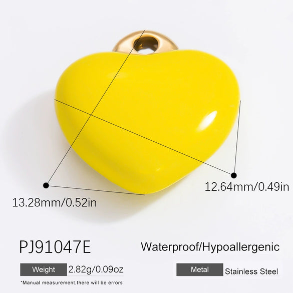 Jewelry Accessories Stainless Steel Moon Heart Earring Pendant With Oil Dripping And Colored Diamond Inlaid