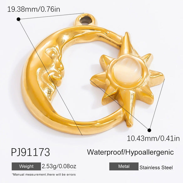 Jewelry Accessories Stainless Steel Moon Heart Earring Pendant With Oil Dripping And Colored Diamond Inlaid