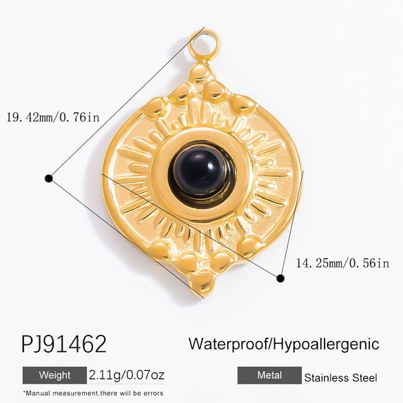 Jewelry Accessories Stainless Steel Natural Obsidian Pendant Necklace Bracelet French Retro Style With Totem Pattern Electroplating