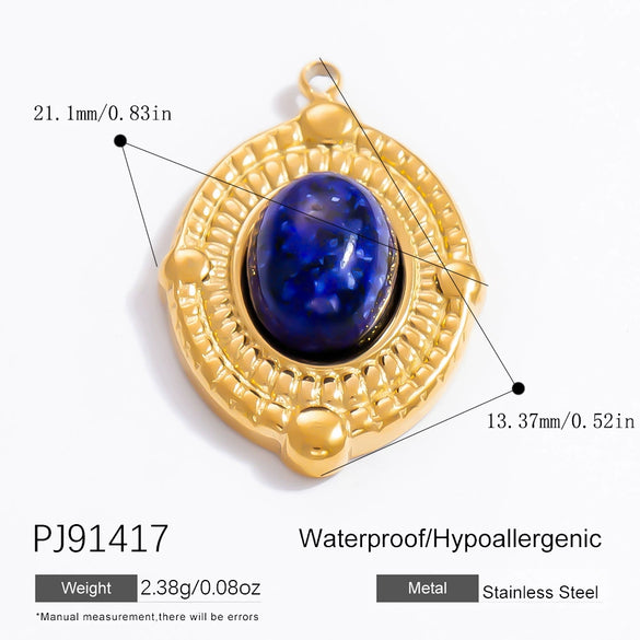 Jewelry Accessories Stainless Steel Natural Obsidian Pendant Necklace Bracelet French Retro Style With Totem Pattern Electroplating