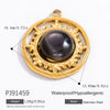 Jewelry Accessories Stainless Steel Natural Obsidian Pendant Necklace Bracelet French Retro Style With Totem Pattern Electroplating