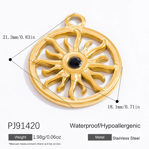 Jewelry Accessories Stainless Steel Natural Obsidian Pendant Necklace Bracelet French Retro Style With Totem Pattern Electroplating
