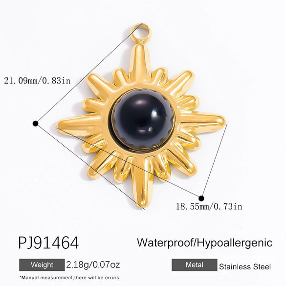 Jewelry Accessories Stainless Steel Natural Obsidian Pendant Necklace Bracelet French Retro Style With Totem Pattern Electroplating