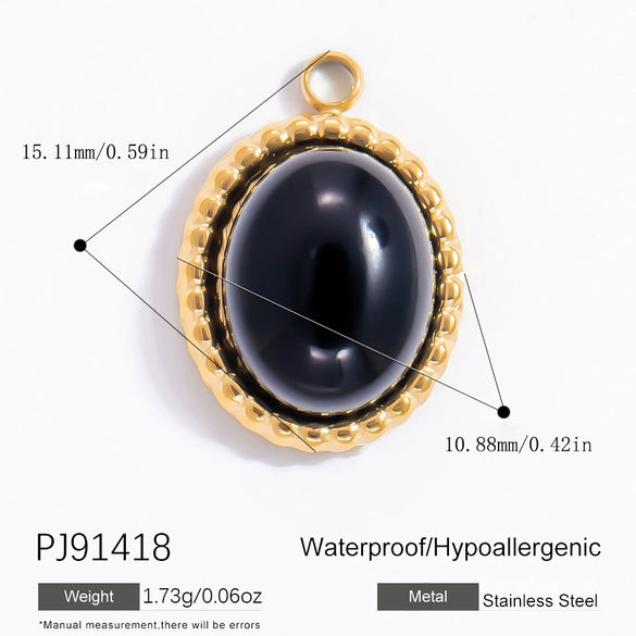 Jewelry Accessories Stainless Steel Natural Obsidian Pendant Necklace Bracelet French Retro Style With Totem Pattern Electroplating