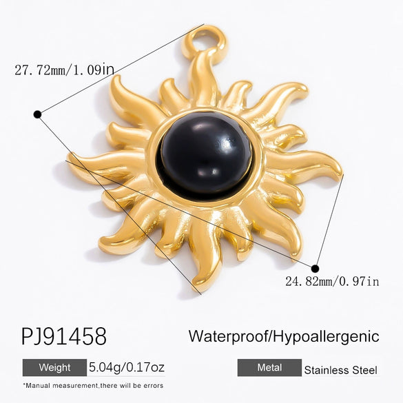 Jewelry Accessories Stainless Steel Natural Obsidian Pendant Necklace Bracelet French Retro Style With Totem Pattern Electroplating