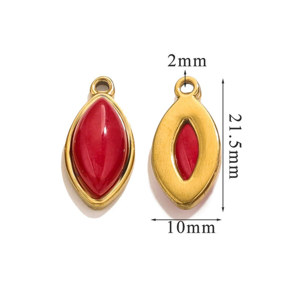 Jewelry Accessories Stainless Steel Natural Stone Oval Horse Eye Pendant Electroplated 18K Gold