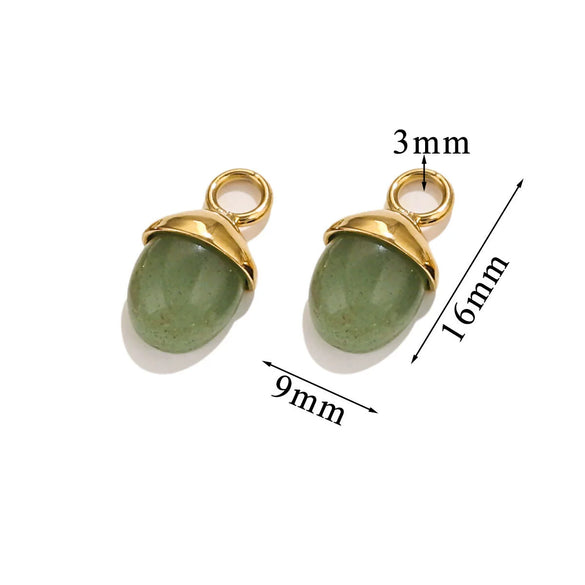 Jewelry Accessories Stainless Steel Natural Stone Pine Cone And Oval Shaped Pendant Electroplated 18K Gold