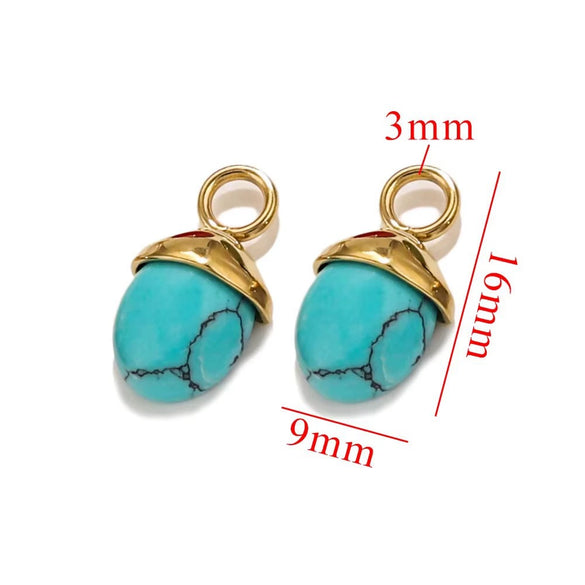 Jewelry Accessories Stainless Steel Natural Stone Pine Cone Shaped Pendant With 18K Gold Plating Electroplating