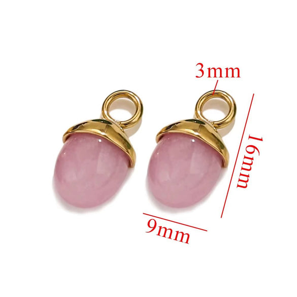 Jewelry Accessories Stainless Steel Natural Stone Pine Cone Shaped Pendant With 18K Gold Plating Electroplating