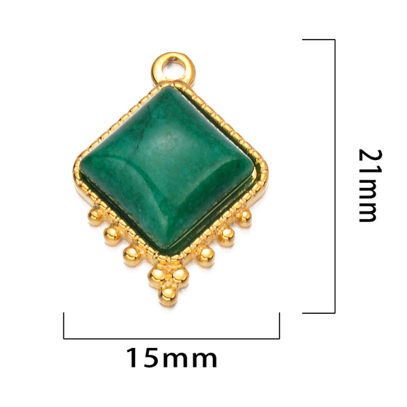 Jewelry Accessories Stainless Steel Natural Stone Square French Retro Style Electroplated