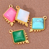 Jewelry Accessories Stainless Steel Natural Stone Square French Retro Style Electroplated