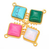 Jewelry Accessories Stainless Steel Natural Stone Square French Retro Style Electroplated