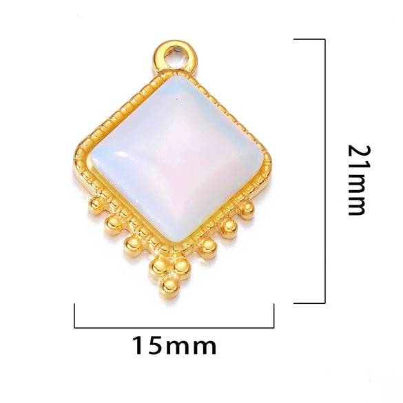 Jewelry Accessories Stainless Steel Natural Stone Square French Retro Style Electroplated
