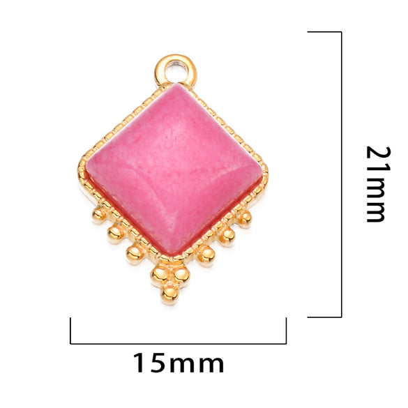 Jewelry Accessories Stainless Steel Natural Stone Square French Retro Style Electroplated