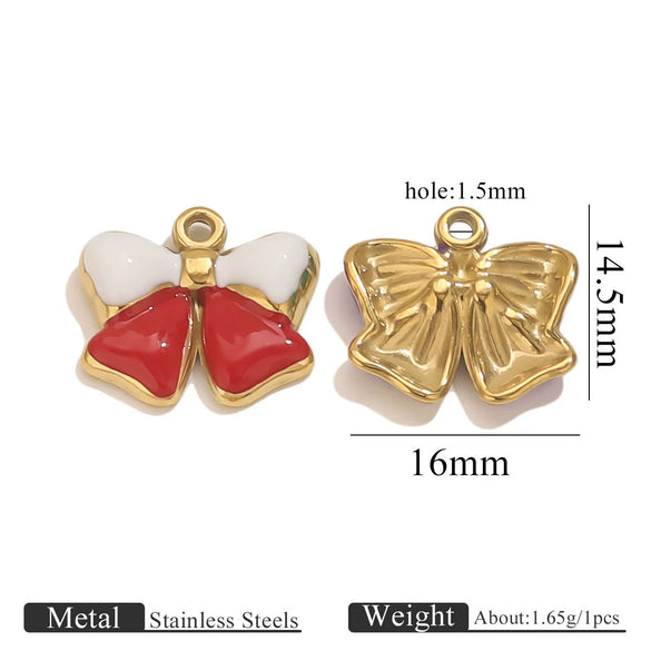 Jewelry Accessories Stainless Steel Oil Dripping Bow Pendant Electroplating Diy Handmade