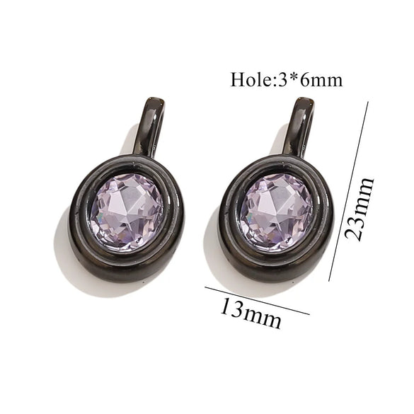 Jewelry Accessories Stainless Steel Oval Rhinestone Bead Pendant 18K Gold Electroplated
