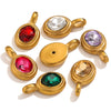 Jewelry Accessories Stainless Steel Oval Rhinestone Bead Pendant 18K Gold Electroplated