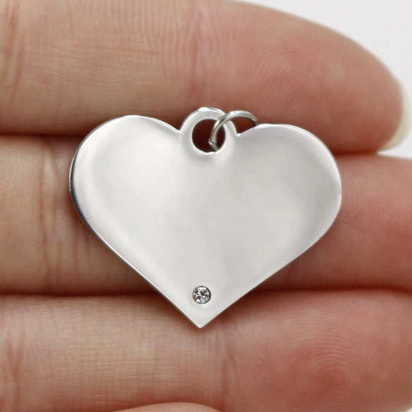 Jewelry Accessories Stainless Steel Peach Heart Pendant Bracelet Necklace With Diamond Vacuum Electroplated And Fine Polished Glossy Style