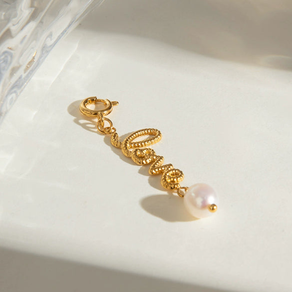 Jewelry Accessories Stainless Steel Pearl Letter Twist Love Pendant Electroplating Geometric Style