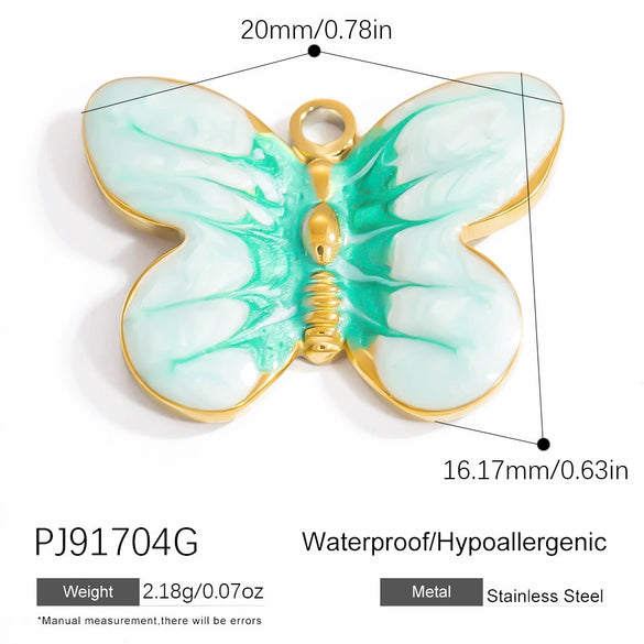 Jewelry Accessories Stainless Steel Pendant With Heart Butterfly Love Pattern And Dripping Oil Design