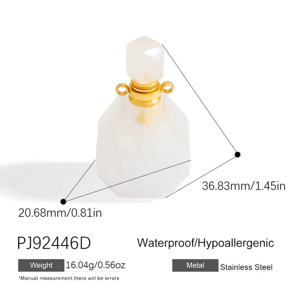 Jewelry Accessories Stainless Steel Perfume Bottle Dropshaped Cat's Eye Stone Electroplated Pendant Necklace