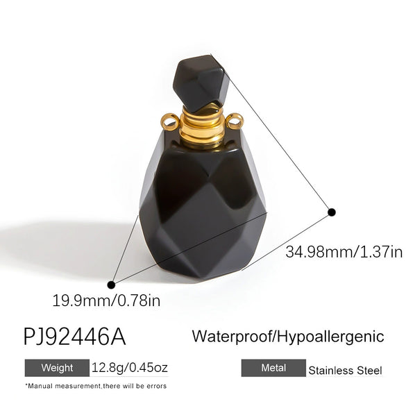 Jewelry Accessories Stainless Steel Perfume Bottle Dropshaped Cat's Eye Stone Electroplated Pendant Necklace