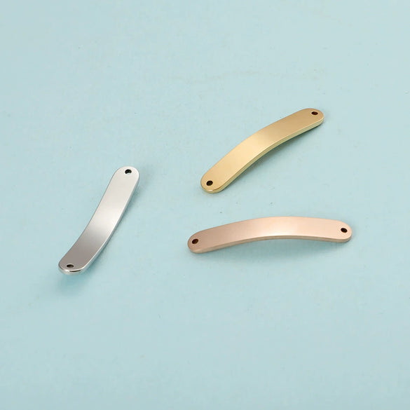 Jewelry Accessories Stainless Steel Rectangular Double Hole Pendant Connector With Mirror Finish Polishing