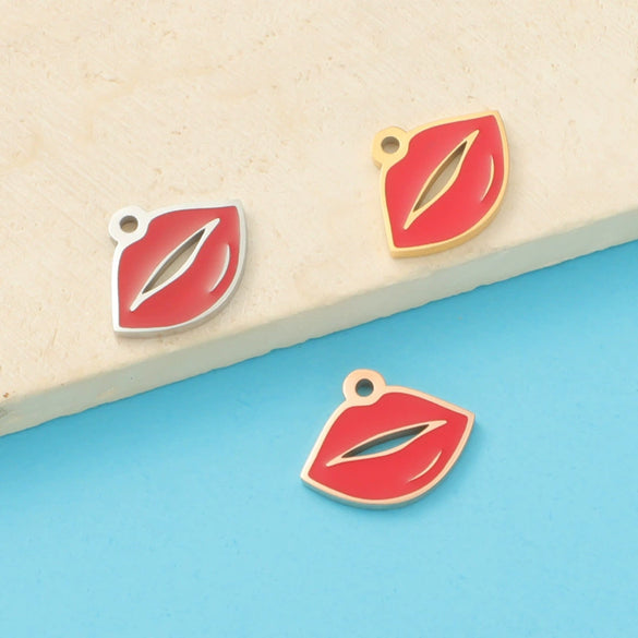 Jewelry Accessories Stainless Steel Red Lips Single Hole Hollow Pendant Fine Polishing Fashion