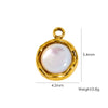 Jewelry Accessories Stainless Steel Retro Simple Geometric Electroplating White Shellfish Natural Stone Zircon Necklace Pendant